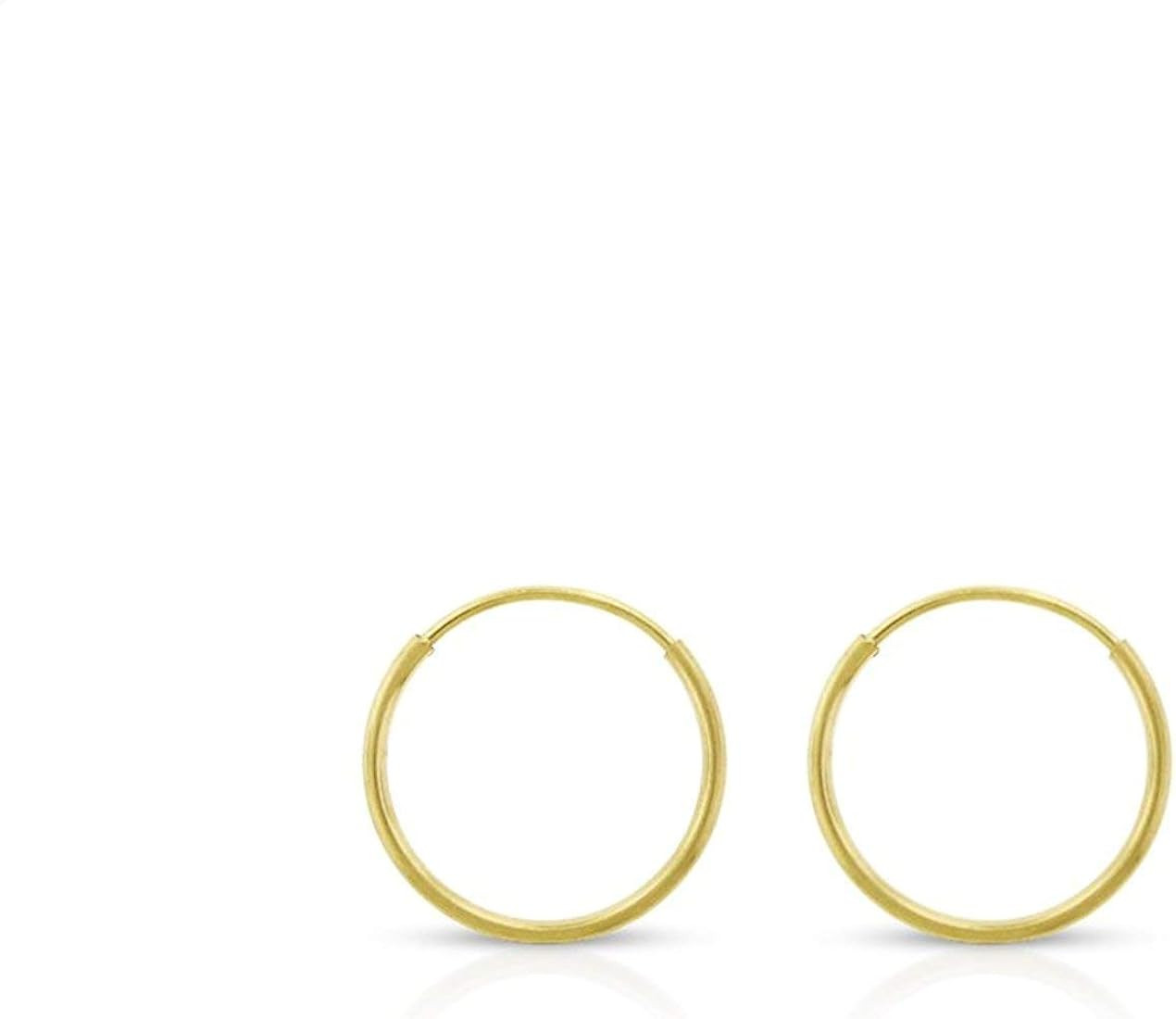 14k Solid Gold Endless Hoop Earrings, 14k Gold Thin Hoop Earrings, Cartilage Earrings, Helix Earr... | Amazon (US)