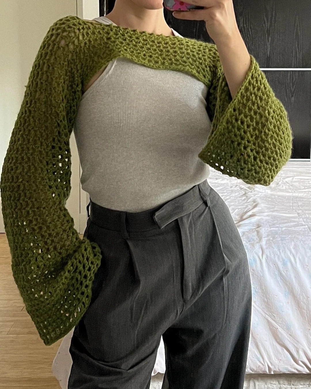 Green Crochet Sleeves Y2k Bolero Retro - Etsy Australia | Etsy (AU)
