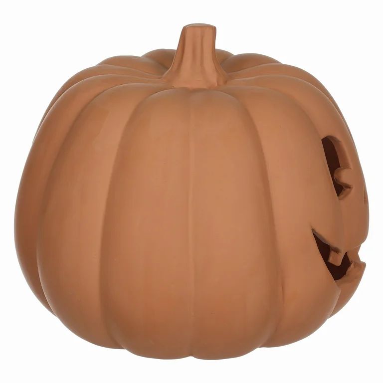 Halloween Brown Clay Pumpkin Outdoor Decoration,9.25"H,by Way to Celebrate | Walmart (US)