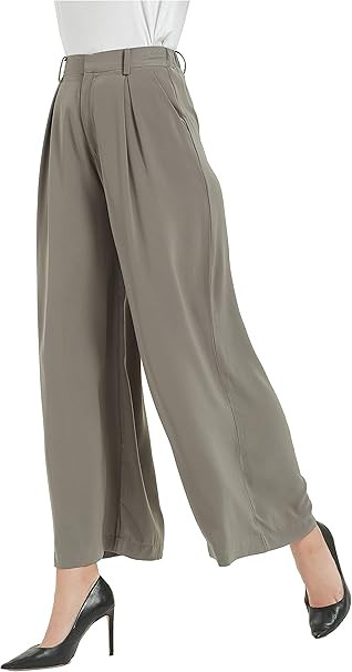 Tronjori Women High Waist Casual Wide Leg Long Palazzo Pants Trousers Regular Size | Amazon (US)