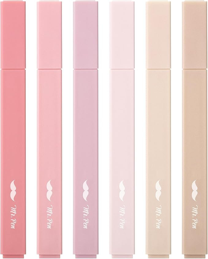 Mr. Pen- Aesthetic Highlighters, 6 pcs, Chisel Tip, Vintage Colors, No Bleed Bible Highlighter Pa... | Amazon (US)