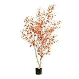 Nearly Natural 6ft. Autumn Birch Artificial Fall Tree, Orange | Walmart (US)