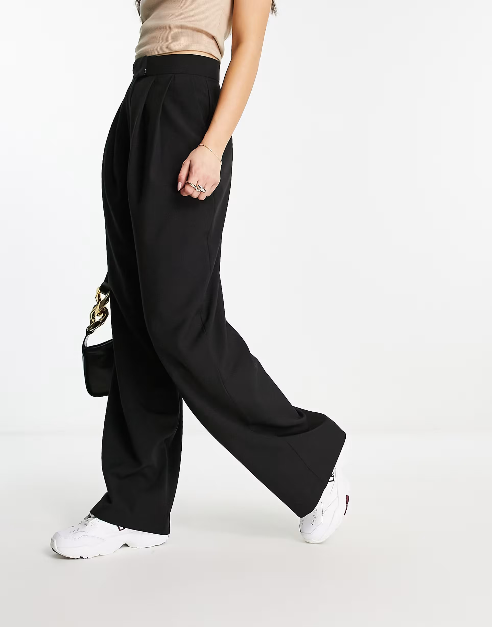 ASOS DESIGN wide leg pleated pants in black | ASOS (Global)
