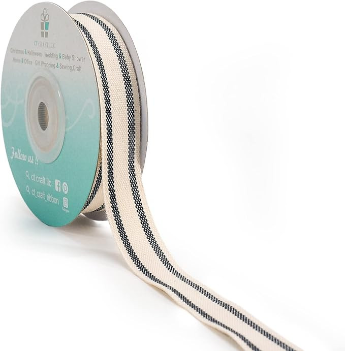 CT CRAFT LLC Natural Cotton Stripes Ribbon 5/8 inch (16mm) x 10 Yard.Christmas Decorative for DIY... | Amazon (US)
