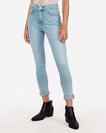 High Waisted Denim Perfect Stretch+ Cropped Leggings | Express