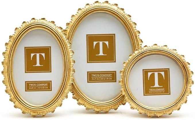 Two's Company Gold Falcate Photo Frame - 3 Sizes Vintage Gold Frame - Gold Ornate Frame Set of 3 | Amazon (US)