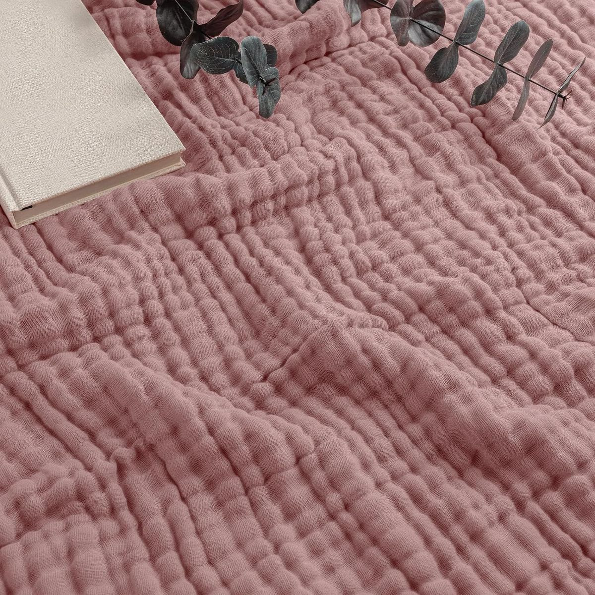 Muslin Cotton Blanket for Adults, Extra Large By Comfy Cubs, Queen 90" x 90" - Mauve | Target