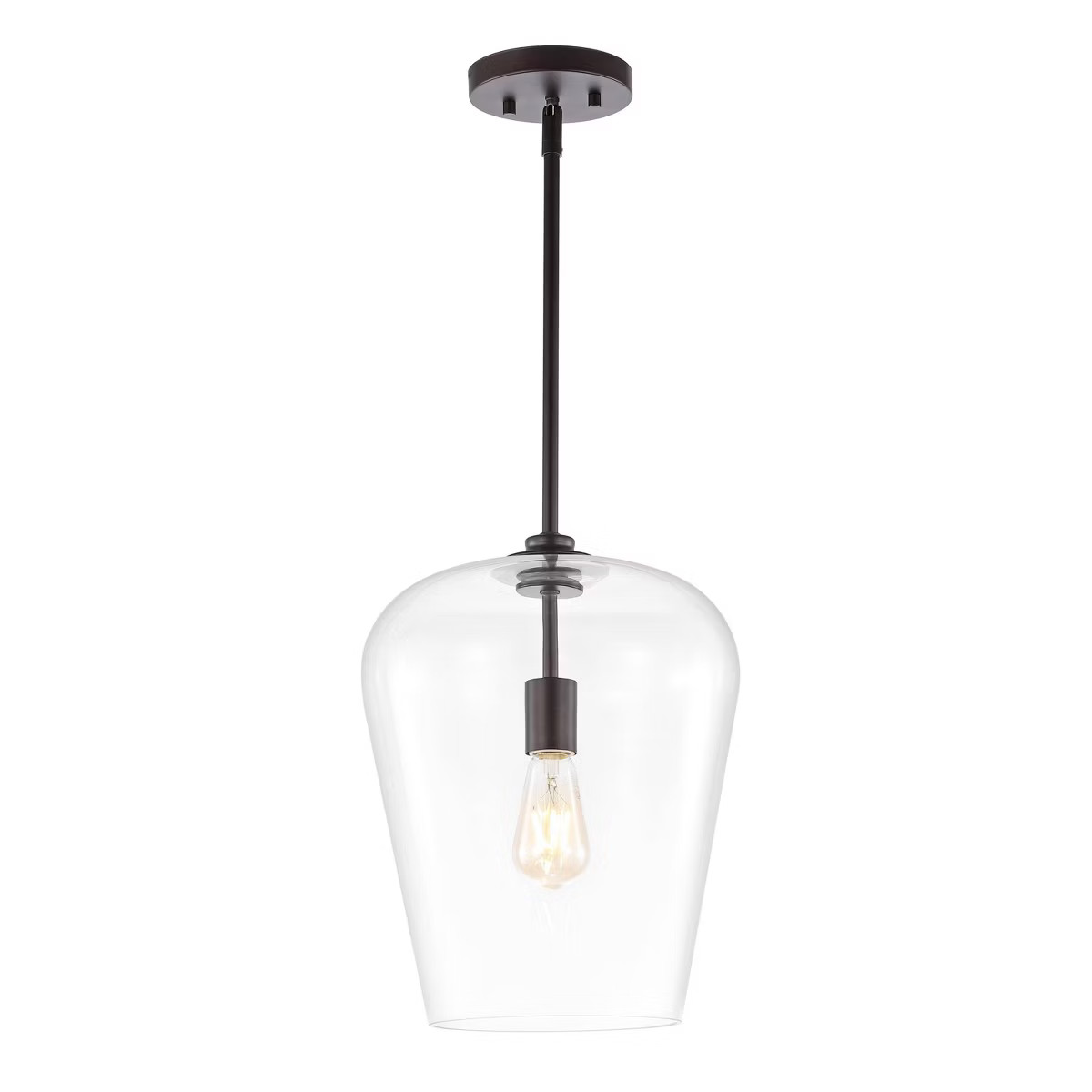 11.25" 1-Light Hayes Industrial Farmhouse Iron/Glass LED Pendant Oil Rubbed Bronze/Clear - JONATH... | Target