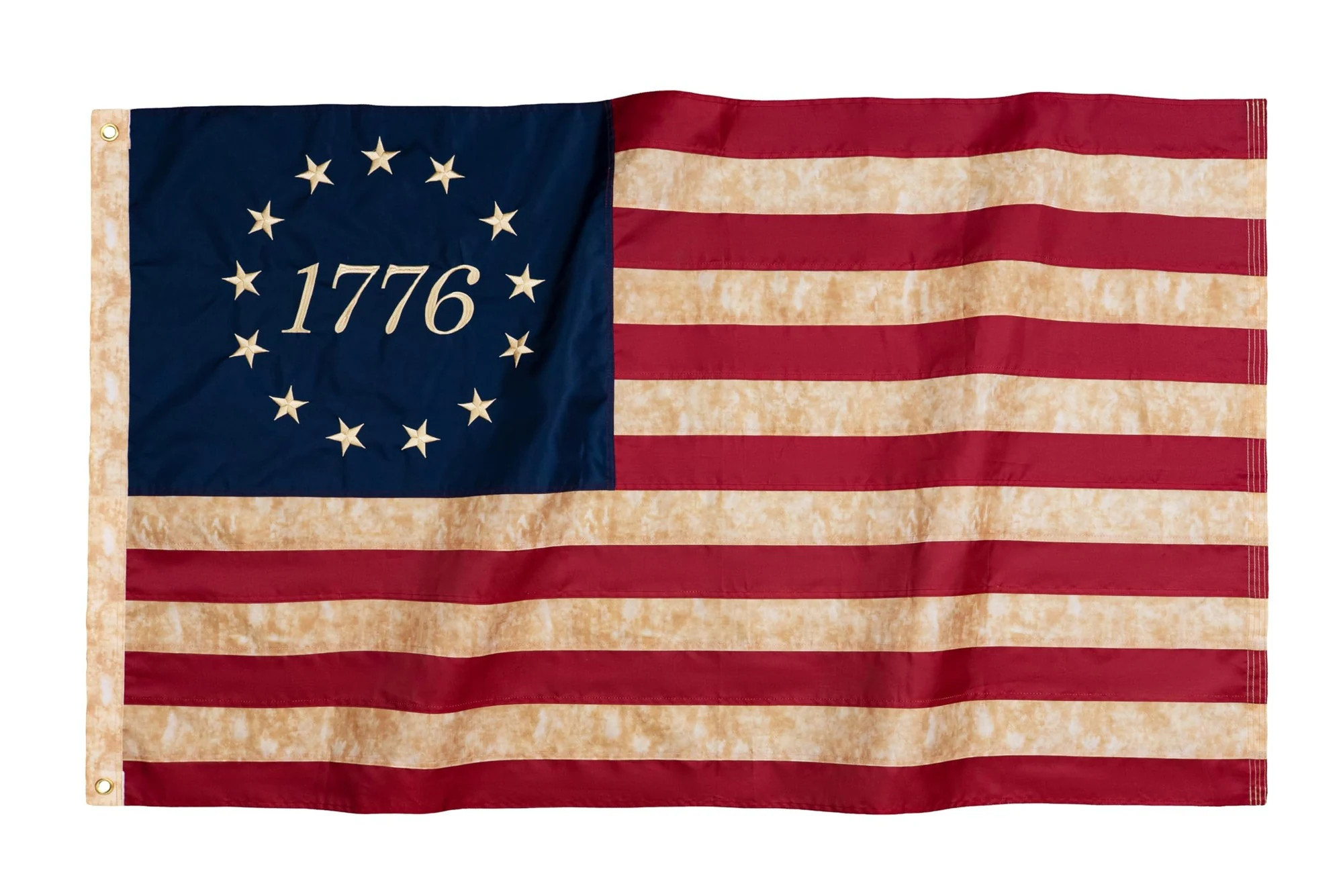 ITOPFOX Vintage Betsy Ross 1776 Flag 3x5 ft Tea Stained Embroidered 13 Stars Heavy Duty Polyester American Flag 2 Brass Grommets 1 Piece one_size | Lowe's