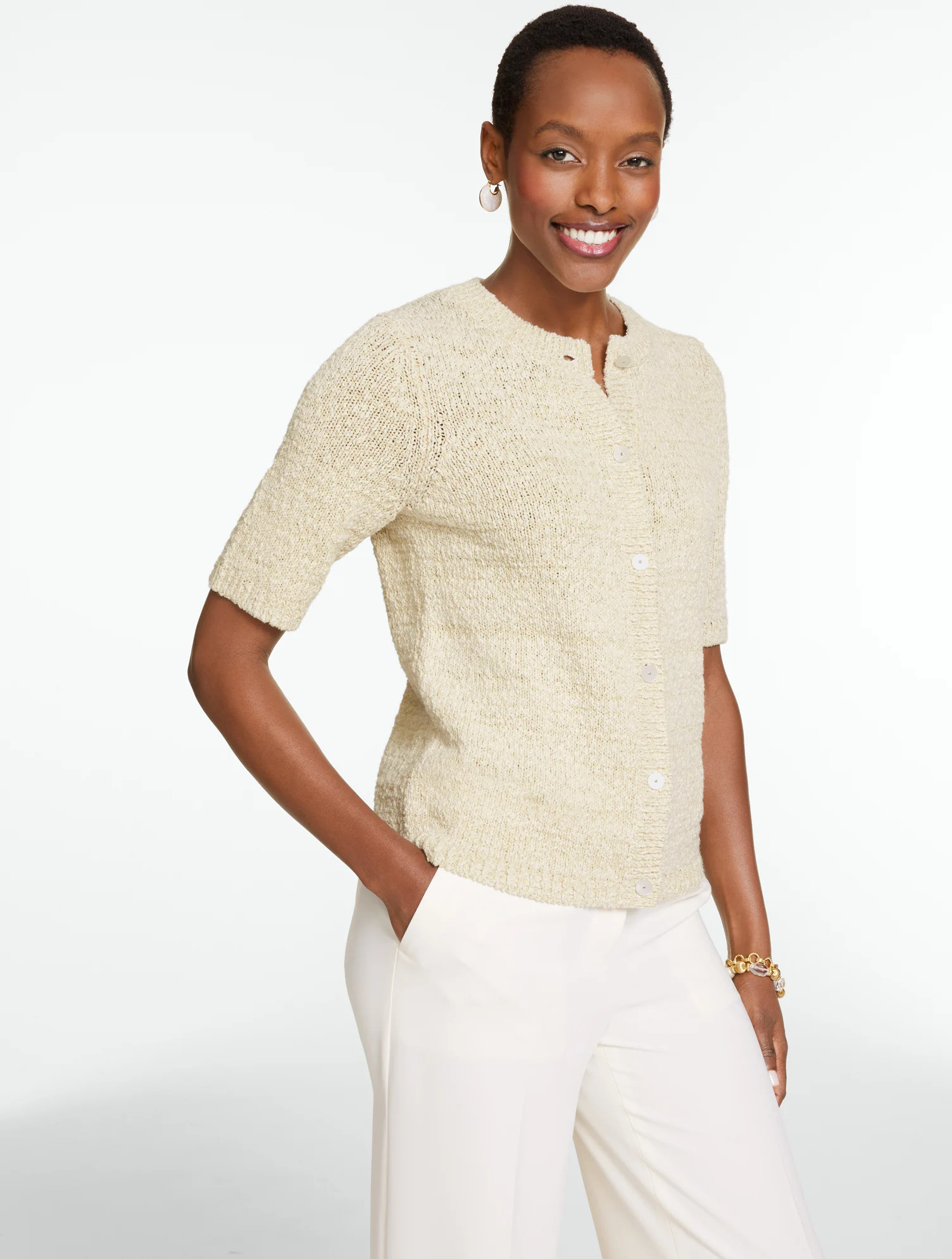 Scalloped Pointelle Shrug | Talbots