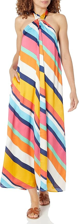 The Drop Women's Shaana Striped Halter Neck Maxi Dress | Amazon (US)
