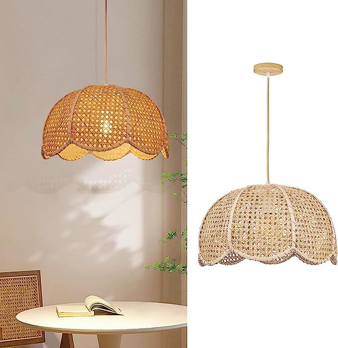 Arturesthome Indoor Hanging Ceiling Light Fixture, Hand Woven Vintage Lotus Flower Pendant Lamp C... | Amazon (US)