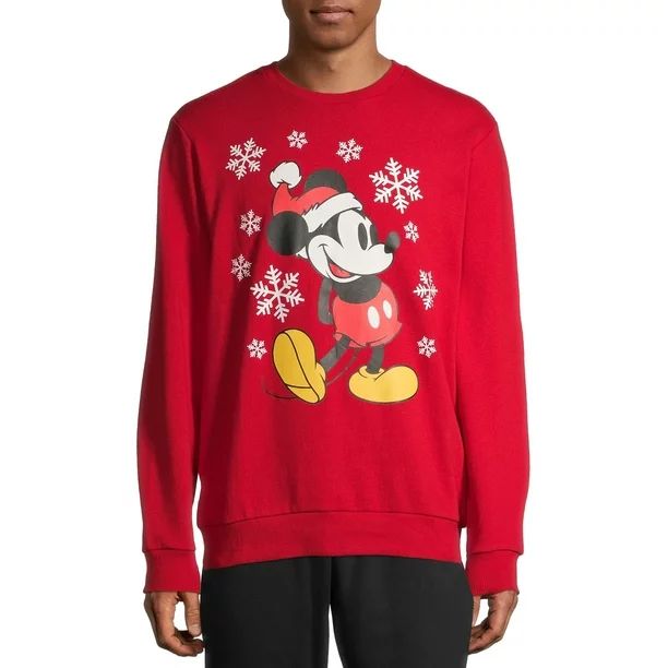 Disney Mickey Mouse Snowy Holiday Christmas Men's and Big Men's Pullover Graphic Sweatshirt - Wal... | Walmart (US)