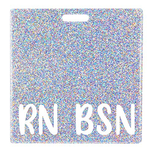 Plifal RN BSN Badge Buddy Card Holder Nurse Nursing Accessories Registered Nurse Baccalaureate of Science in Nursing Glitter Silvery White Horizontal ID Name Identification Tags Hospital Work Gifts | Amazon (US)