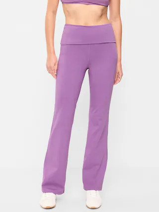 High-Waisted PowerChill Fold-Over Bootcut Leggings | Old Navy (US)