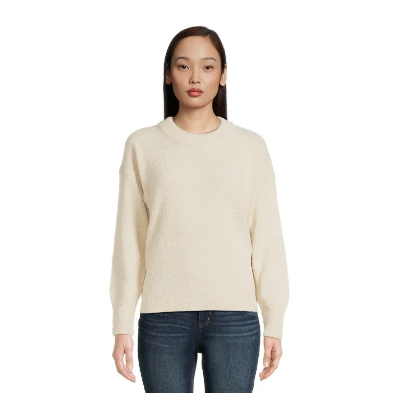 Time and Tru Women's Long Sleeve Eyelash Crewneck Pullover Sweater, Sizes XS-XXL | Walmart (US)