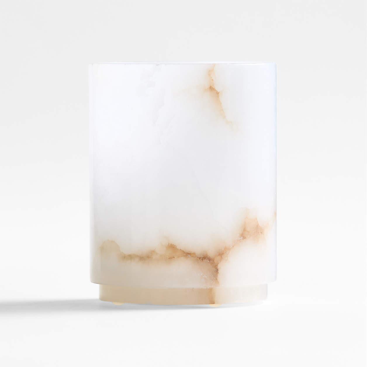 Medium Alabaster Hurricane Pillar Candle Holder + Reviews | Crate & Barrel | Crate & Barrel