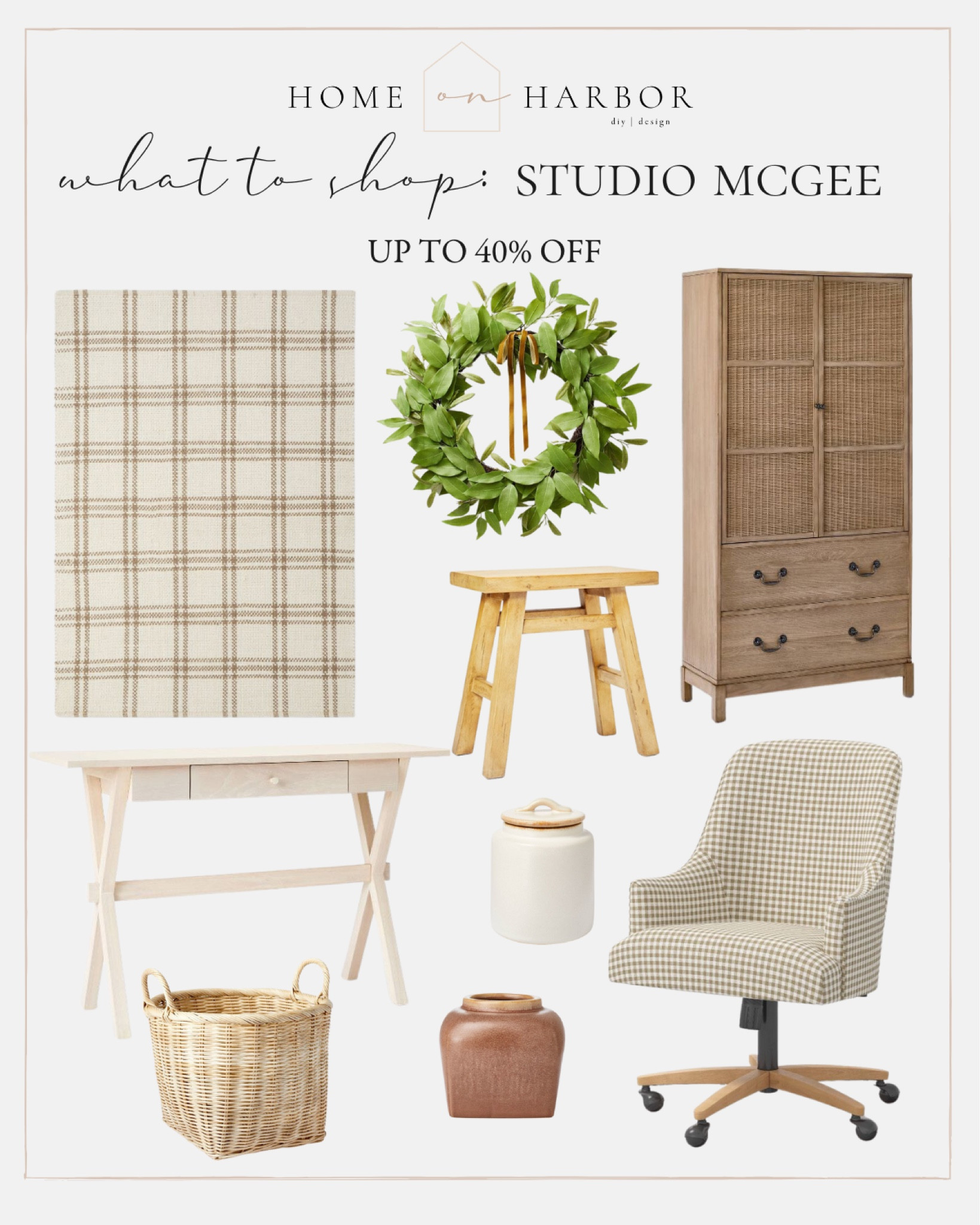 Studio McGee sale finds: area rug, decorative cabinet, faux wreath, stool, desk chair, woven basket and more! Save up to 40% off 

#target #deals #laborday

#LTKhome #LTKFind #LTKsalealert