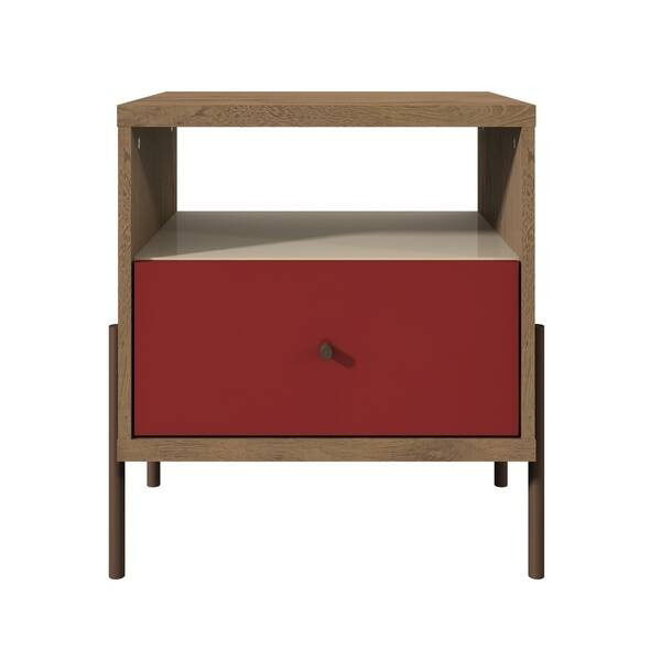 Joy 1-Full Extension Drawer Nightstand in Red - Off-White | Bed Bath & Beyond