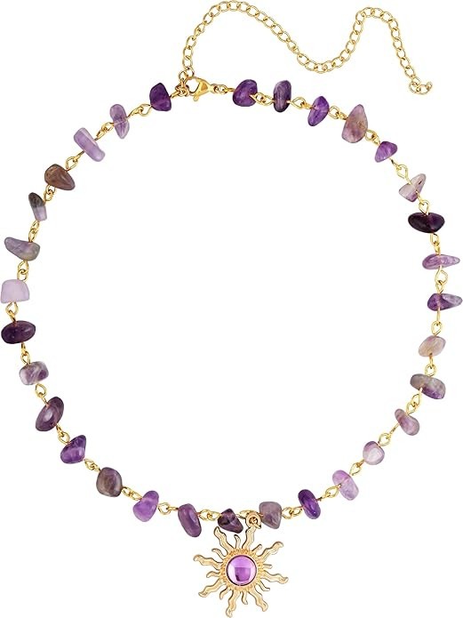Sacina Boho Hippie Sun Necklace, Crystal Choker Necklace, Boho Necklace, Hippie Necklaces, Christ... | Amazon (US)