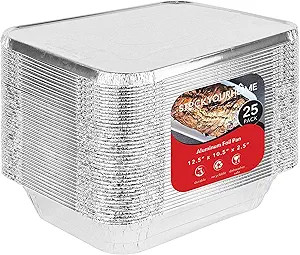 Foil Pans with Lids - 9x13 Aluminum Pans with Covers - 25 Foil Pans and 25 Foil Lids - Disposable... | Amazon (US)