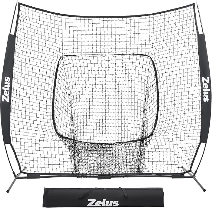 ZELUS Baseball Net 7 ft x7 ft, Softball Hitting & Pitching with Carry Bag, Ground Stakes, Portabl... | Amazon (US)
