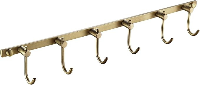 WINCASE Brass Hook Rack, Bathroom Towels Hooks Coat Rack, Antique Bath Wall Hook Vintage Mounted ... | Amazon (US)