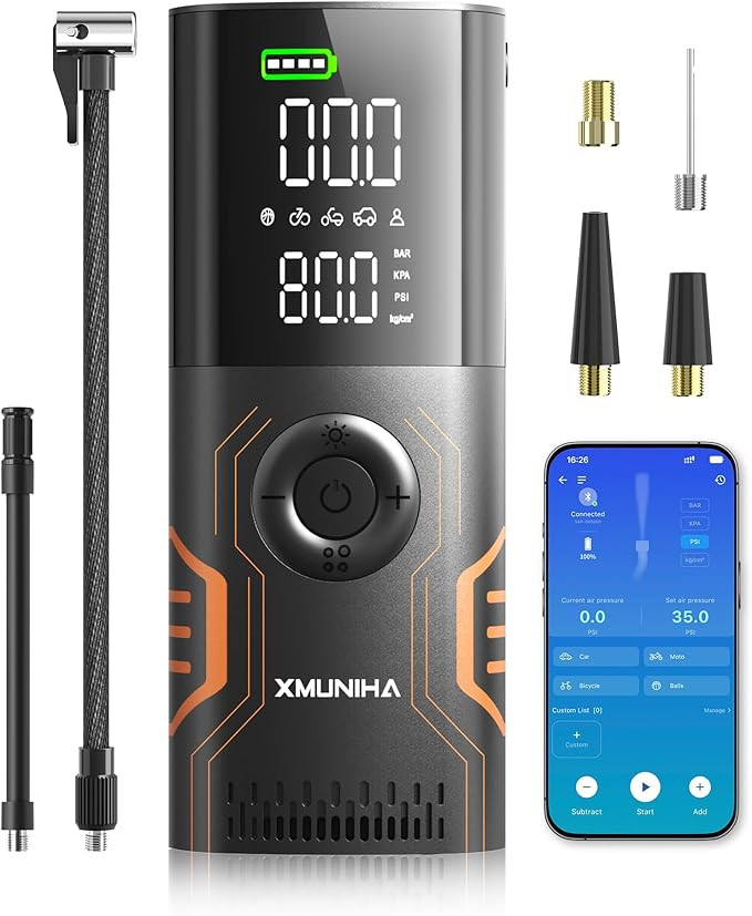 Tire Inflator Portable Air Compressor - Smart APP Control Bike Pump, All-in-One Storage Air Pump ... | Amazon (US)