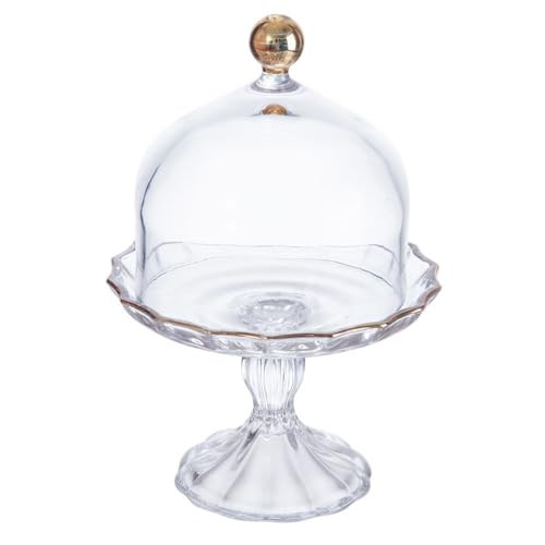 Angoily Clear Glass Cake Dome Plate, Small Footed Cake Stand with Lid Cake Display Stand for Chocolate Candy Cheese Dessert, Cake Server Cloche Platter Cover, Serving Tray with Lid | Amazon (US)