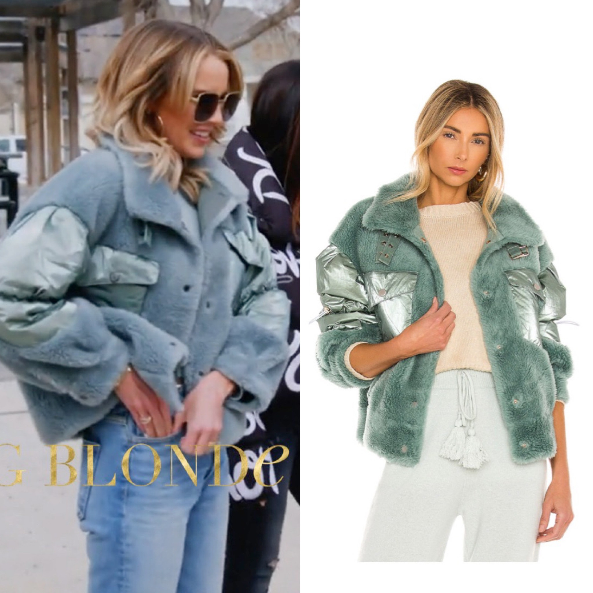 Metallic Moment // Get Details On Whitney Rose's Blue Sherpa Jacket With The Link In Our Bio #RHOSLC #WhitneyRose 