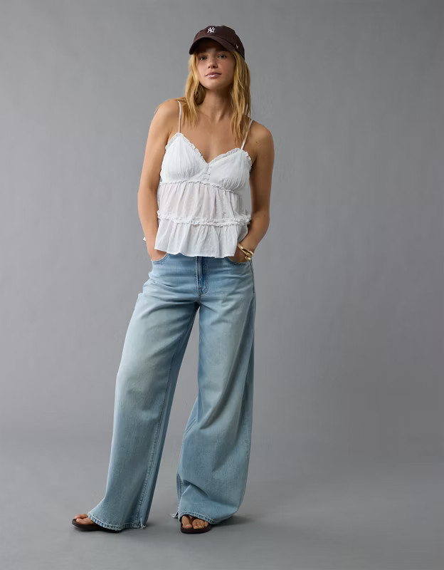 AE Ruffle Babydoll Tank Top | American Eagle Outfitters (US & CA)