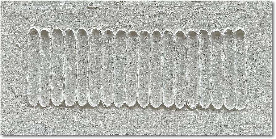 NANKAI Art 24x48 Inchs White Minimalist Art Oil Painting Hand Painted Thick Texture Abstract Pain... | Amazon (US)