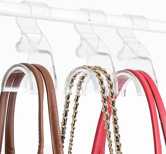 Purse Hanger Organizer for Closet 3 Pack - Durable Luxury Acrylic Holder for Handbag Tote Bag Sat... | Amazon (US)