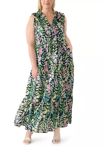 Plus Size Flutter Sleeve Tiered Maxi Dress | Belk