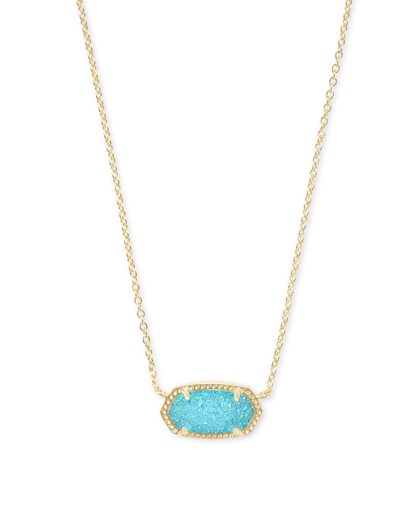 Elisa Gold Pendant Necklace in Bright Aqua Drusy | Kendra Scott