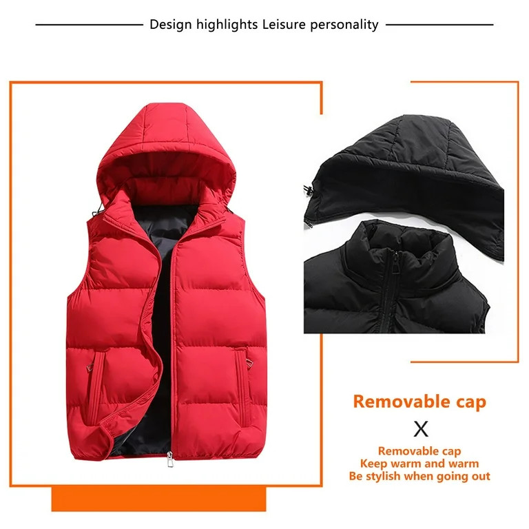 Dresfit Puffer Vest for Men Sleeveless Cotton Quilted Jacket Zip Up Thick Warm Winter Waistcoat P... | Walmart (US)