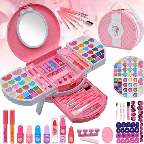 Kids Makeup Kit for Girl - Washable Little Girls Makeup Toy, Girls Makeup Kit for Kids, Kid Make up Set for Toddlers Children Princess, Christmas Birthday Gift for 3 4 5 6 7 8 9 10 Year Old Girl | Amazon (US)