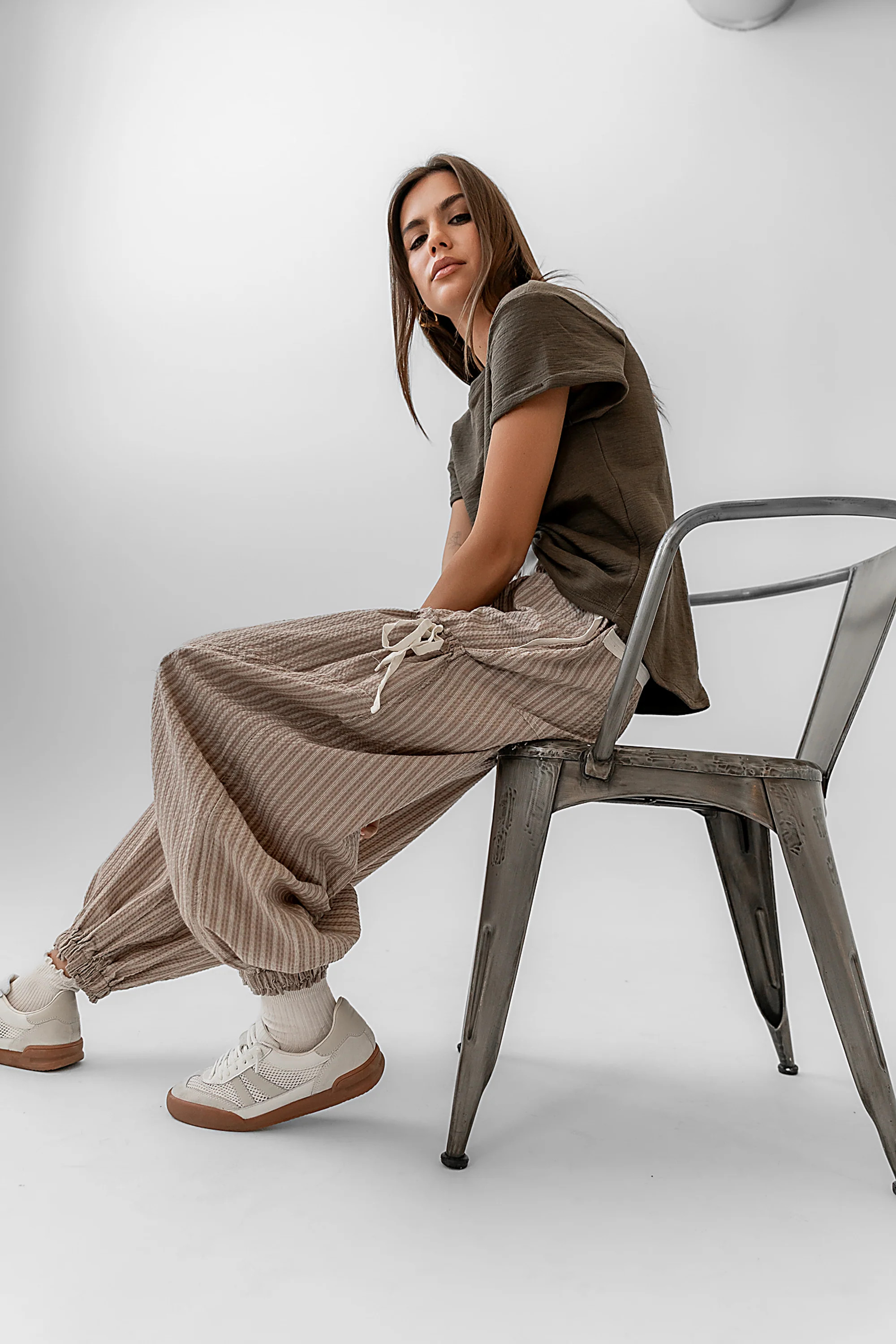 Emory Striped Baggy Pants in Mocha | Böhme US