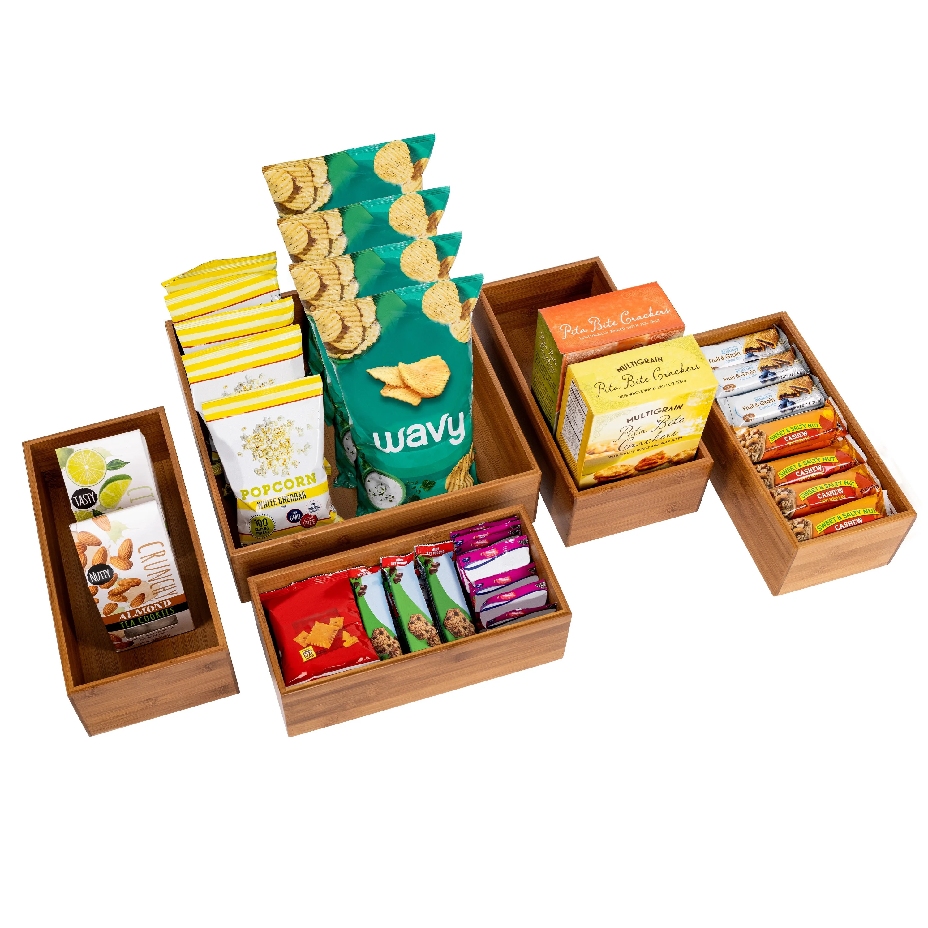 Seville Classics Bamboo Wood Large Storage Bin Organizer, 5-Piece Set | Walmart (US)