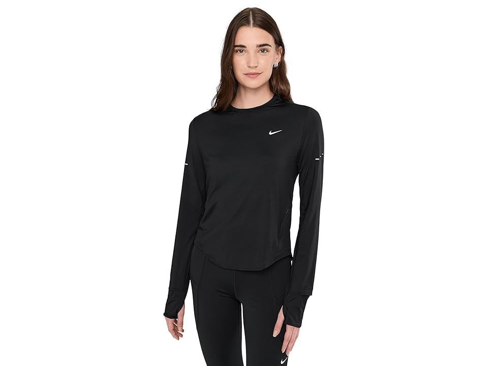 Nike Swift Dri-FIT Ultraviolet Long Sleeve Crew Neck Running Top Women's Workout Black/Reflective Silver : 2XL, Elastane/Polyester | Zappos
