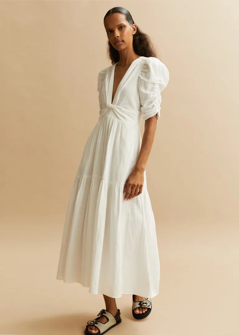Cheesecloth Gathered Sleeve Maxi Dress | ME+EM US