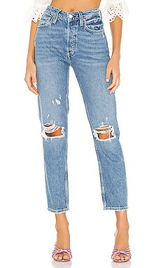 Free People Fast Times High Rise Mom Jean in Blue from Revolve.com | Revolve Clothing (Global)