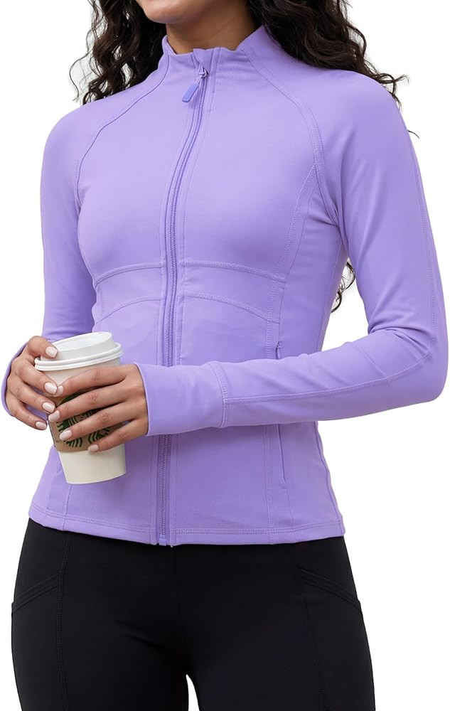 Waitfairy Zip Up Jackets for Women Yoga Gym Top Running Workout Jackets for Woman Track Jacket Wo... | Amazon (US)