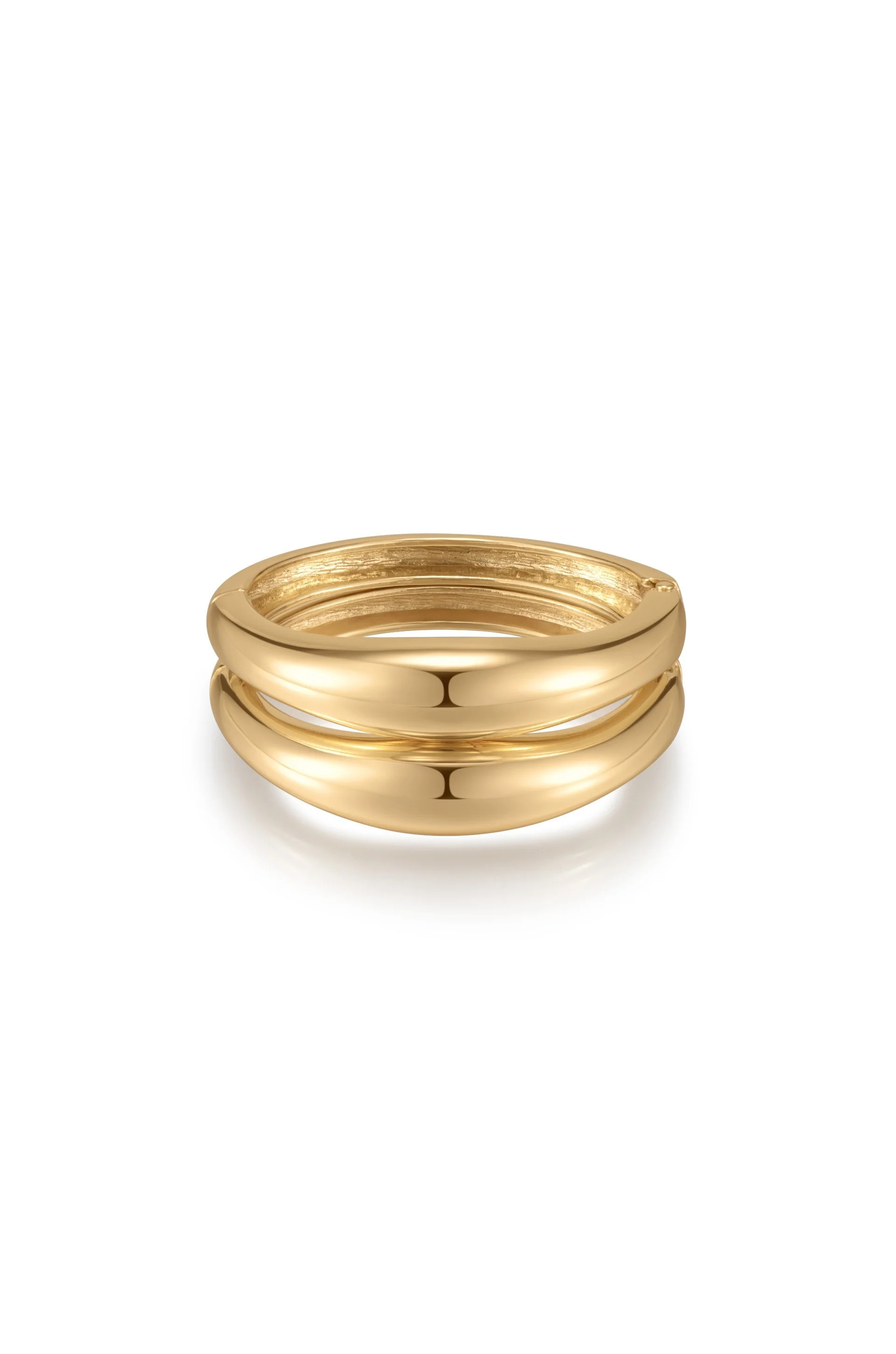 Double Golden Cuff 18k Gold Plated Bracelet Set | Ettika