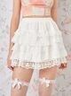 SHEIN MOD Contrast Lace Ruffle Hem Skirt | SHEIN