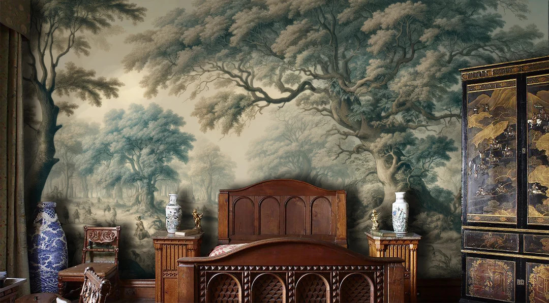 Vintage Pastoral Landscape Wallpaper, Classic 18th Century Style Mural, Landscape Mural, Rural Wa... | Etsy (US)