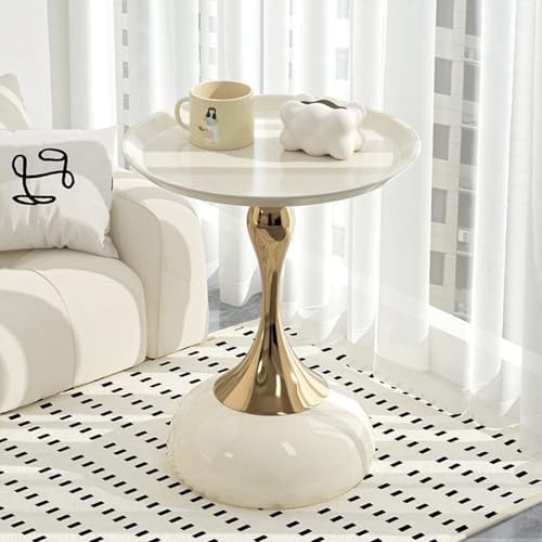 Elegant Modern Side Table - Featuring a Unique Hourglass Design, Ideal for use in Living Rooms, cafes, Dining Rooms, bedrooms, and Outdoors - a Fashionable Decoration (1, Off White) | Amazon (US)