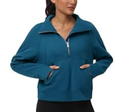 THE GYM PEOPLE Womens' Half Zip Pullover Fleece Stand Collar Crop Sweatshirt with Pockets Thumb H... | Amazon (US)