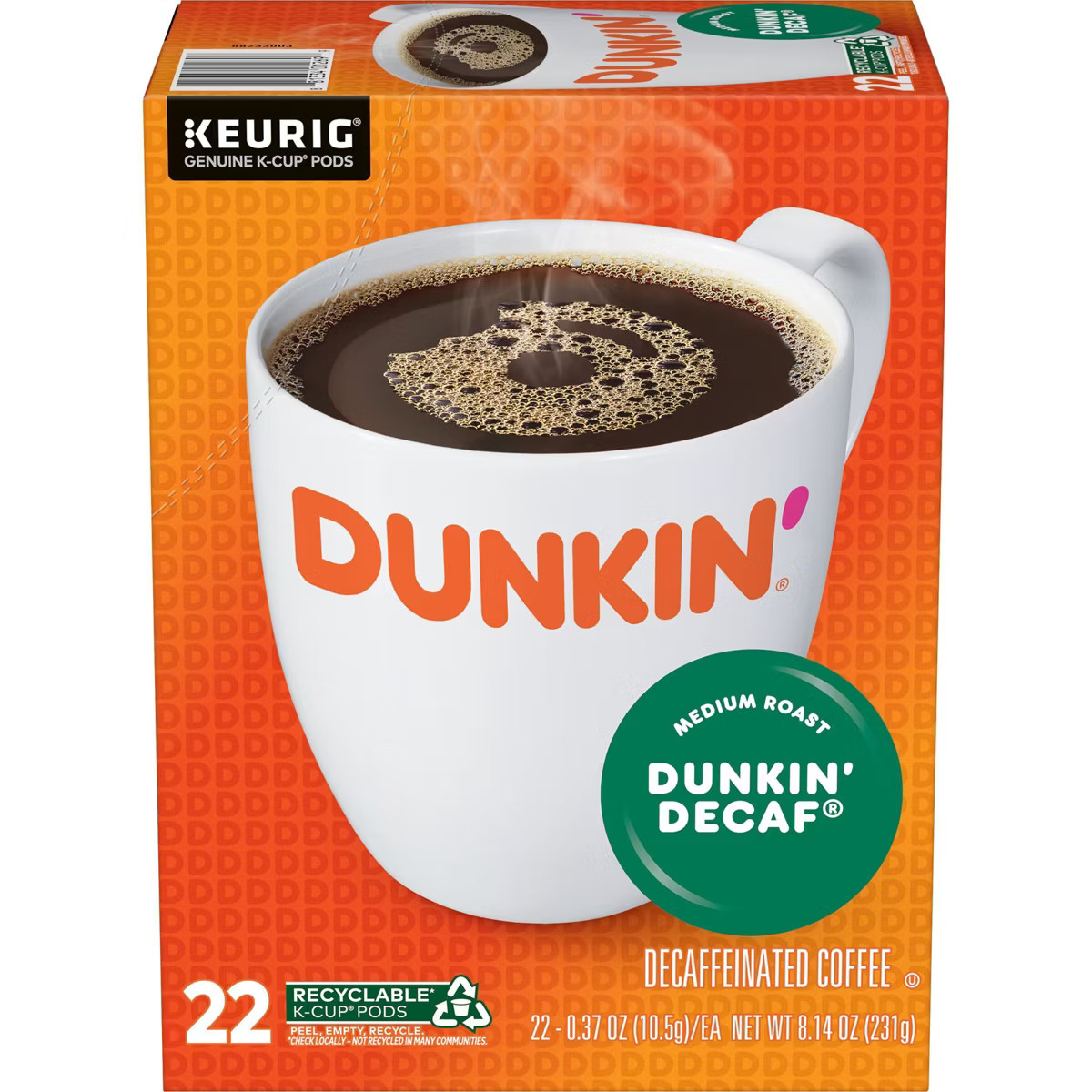 Dunkin' Dunkin' Decaf Medium Roast Coffee  - Keurig K-Cup Pods - 22ct | Target