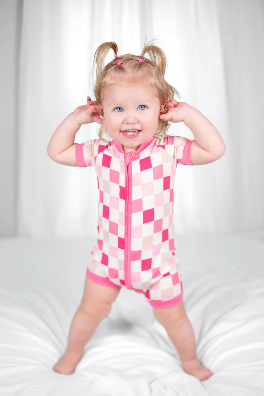 DREAMY PINK CHECKERS DREAM SHORTIE | Dream Big Little Co.